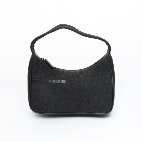 PRADA Sport Line Wool Hobo Shoulder Bag gray WS23538