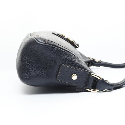 GUCCI Abby Leather Shoulder Bag Navy WS23539
