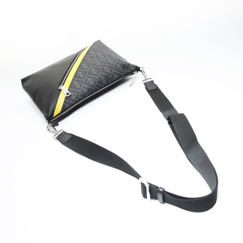 FENDI Diagonal PVC Shoulder Bag black WS23540