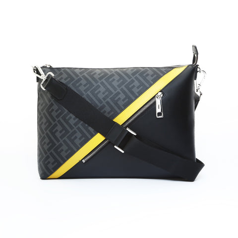 FENDI Diagonal PVC Shoulder Bag black WS23540
