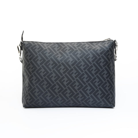 FENDI Diagonal PVC Shoulder Bag black WS23540