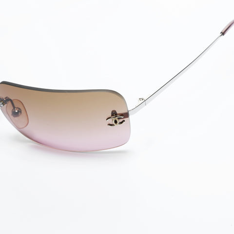CHANEL Rimless Gradient Lens Mini COCO Mark sunglasses purple WS23446