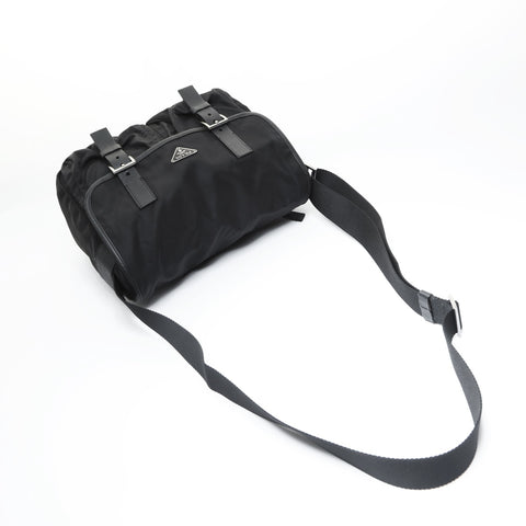 PRADA Nylon Triangle Logo Messenger Bag Shoulder Bag black WS23546