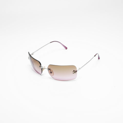 CHANEL Rimless Gradient Lens Mini COCO Mark sunglasses purple WS23446