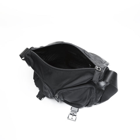 PRADA Nylon Triangle Logo Messenger Bag Shoulder Bag black WS23546