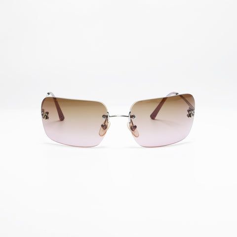 CHANEL Rimless Gradient Lens Mini COCO Mark sunglasses purple WS23446