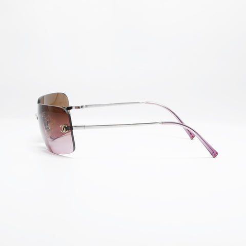CHANEL Rimless Gradient Lens Mini COCO Mark sunglasses purple WS23446