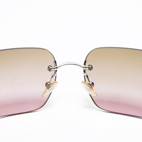 CHANEL Rimless Gradient Lens Mini COCO Mark sunglasses purple WS23446