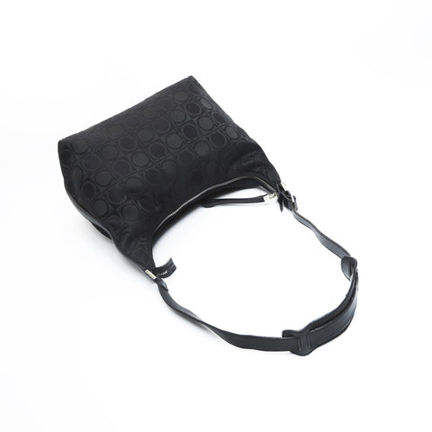 Salvatore Ferragamo Canvas Gancini Shoulder Bag black WS23549