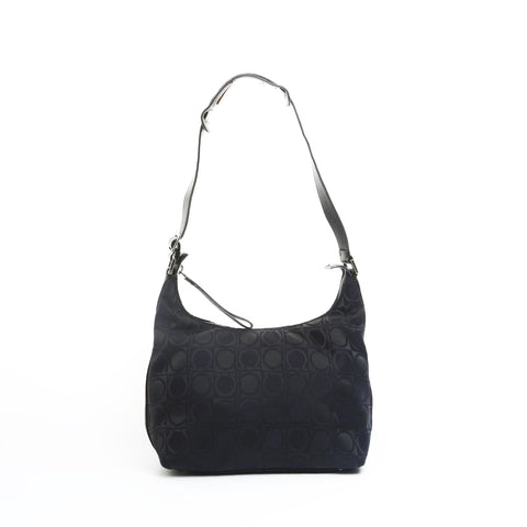 Salvatore Ferragamo Canvas Gancini Shoulder Bag black WS23549