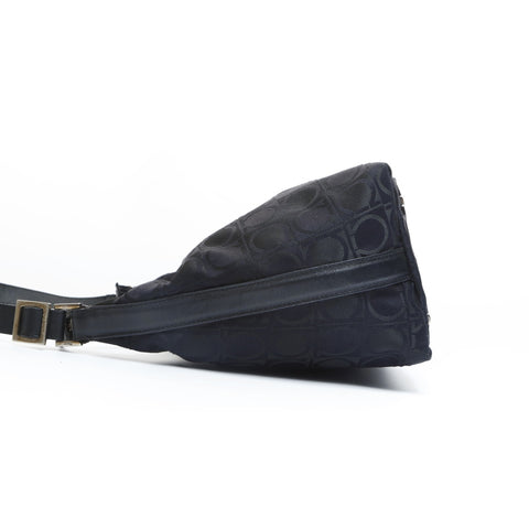 Salvatore Ferragamo Canvas Gancini Shoulder Bag black WS23549