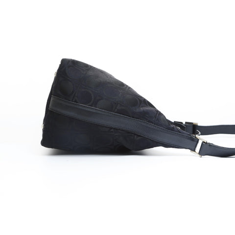 Salvatore Ferragamo Canvas Gancini Shoulder Bag black WS23549