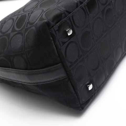 Salvatore Ferragamo Canvas Gancini Shoulder Bag black WS23549