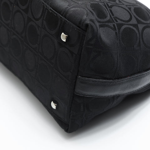 Salvatore Ferragamo Canvas Gancini Shoulder Bag black WS23549