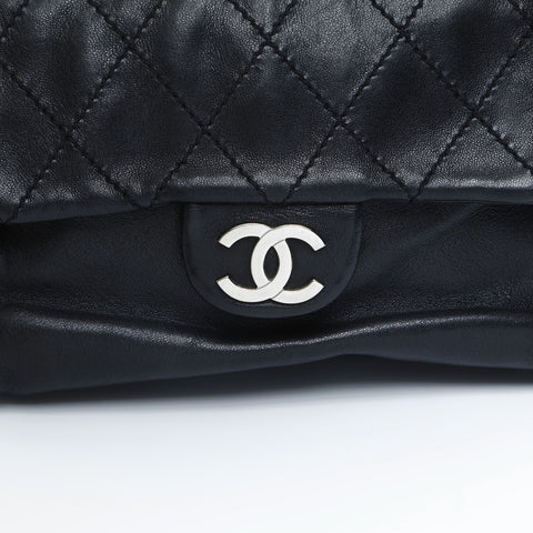CHANEL 10 series 2005-2006 Lambskin Wild Stitch Chain Shoulder Bag black WS23551
