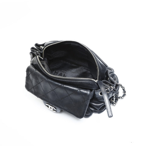 CHANEL 10 series 2005-2006 Lambskin Wild Stitch Chain Shoulder Bag black WS23551
