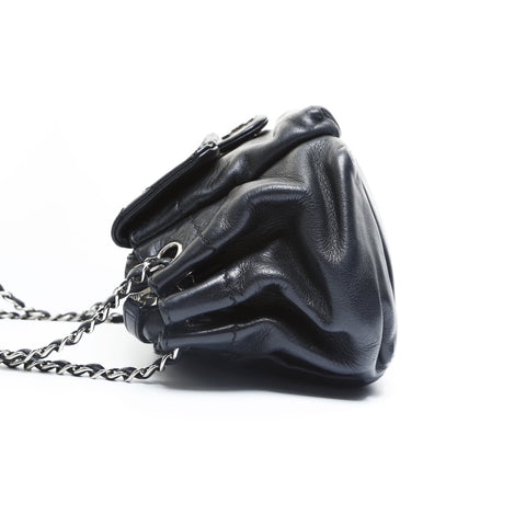 CHANEL 10 series 2005-2006 Lambskin Wild Stitch Chain Shoulder Bag black WS23551