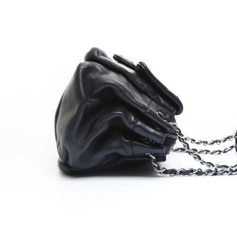 CHANEL 10 series 2005-2006 Lambskin Wild Stitch Chain Shoulder Bag black WS23551