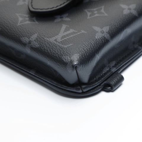 LOUIS VUITTON 2021-2025 Monogram Eclipse Saumur Sling Shoulder Bag black WS23552