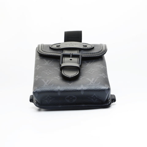 LOUIS VUITTON 2021-2025 Monogram Eclipse Saumur Sling Shoulder Bag black WS23552