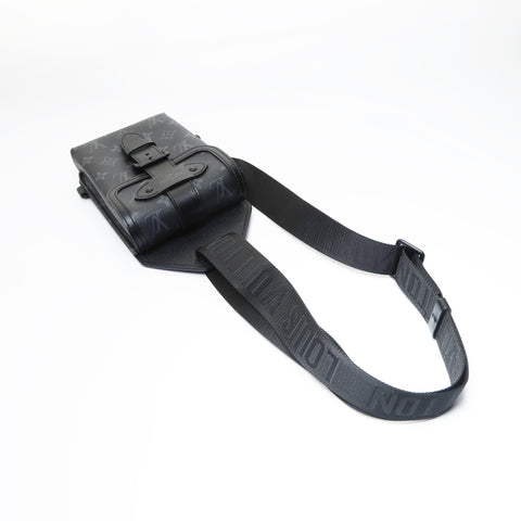 LOUIS VUITTON 2021-2025 Monogram Eclipse Saumur Sling Shoulder Bag black WS23552