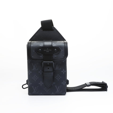 LOUIS VUITTON 2021-2025 Monogram Eclipse Saumur Sling Shoulder Bag black WS23552