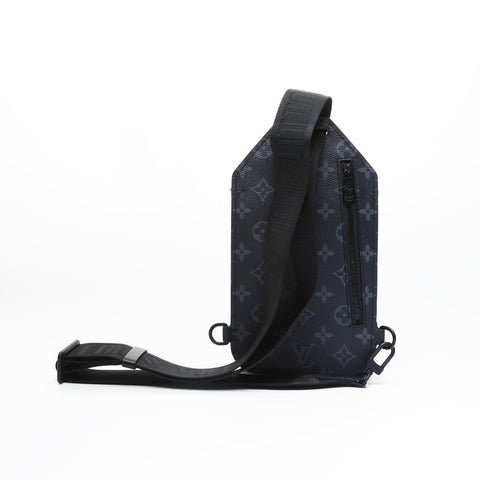 LOUIS VUITTON 2021-2025 Monogram Eclipse Saumur Sling Shoulder Bag black WS23552