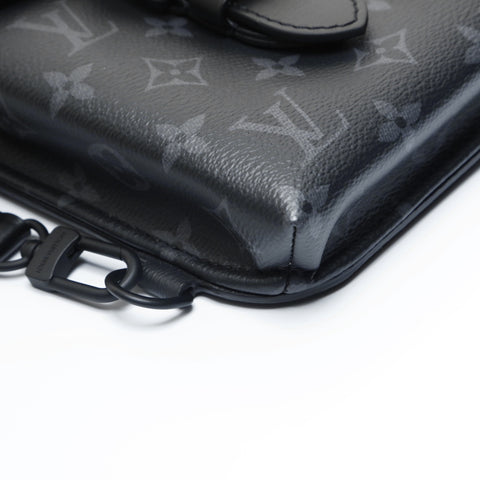 LOUIS VUITTON 2021-2025 Monogram Eclipse Saumur Sling Shoulder Bag black WS23552