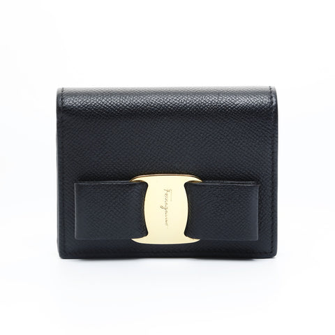 Salvatore Ferragamo Vara Mini Compact Wallet Tri-fold wallet black WS23556