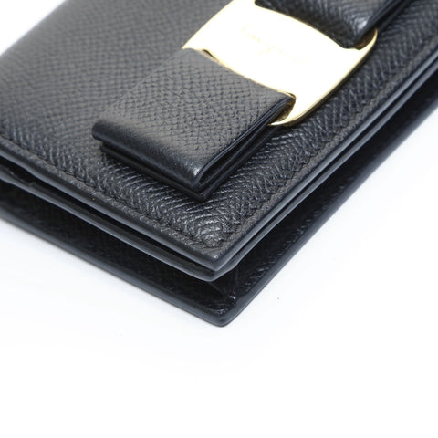 Salvatore Ferragamo Vara Mini Compact Wallet Tri-fold wallet black WS23556