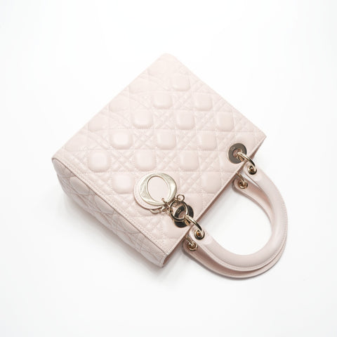 Christian Dior Lambskin Medium Lady Dior 2way Handbag pink WS23558