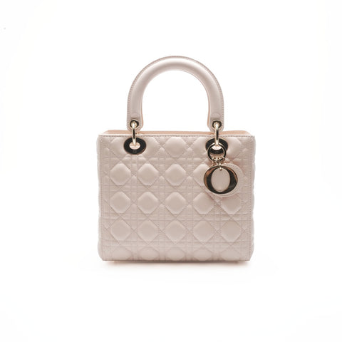 Christian Dior Lambskin Medium Lady Dior 2way Handbag pink WS23558