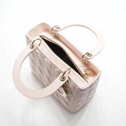 Christian Dior Lambskin Medium Lady Dior 2way Handbag pink WS23558