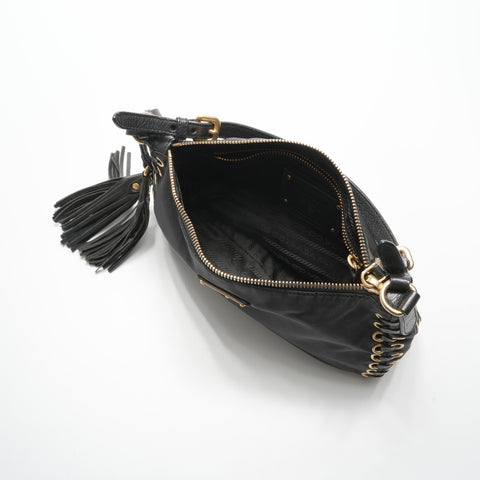 PRADA Nylon triangle logo Shoulder Bag black WS23559