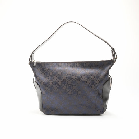 Salvatore Ferragamo Gancini canvas Shoulder Bag Navy WS23563