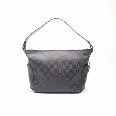 Salvatore Ferragamo Gancini canvas Shoulder Bag Navy WS23563