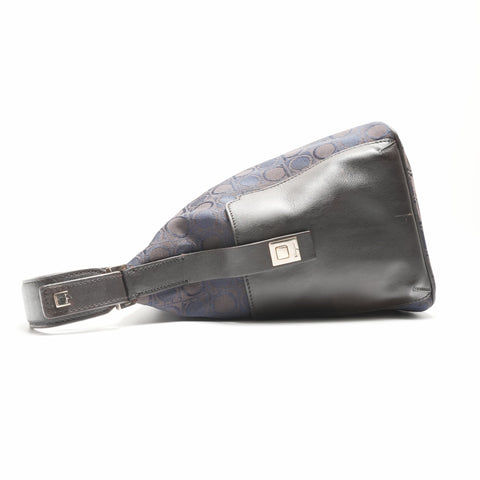 Salvatore Ferragamo Gancini canvas Shoulder Bag Navy WS23563