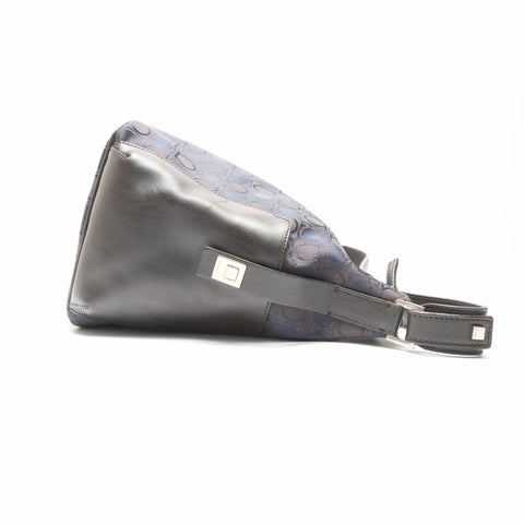Salvatore Ferragamo Gancini canvas Shoulder Bag Navy WS23563