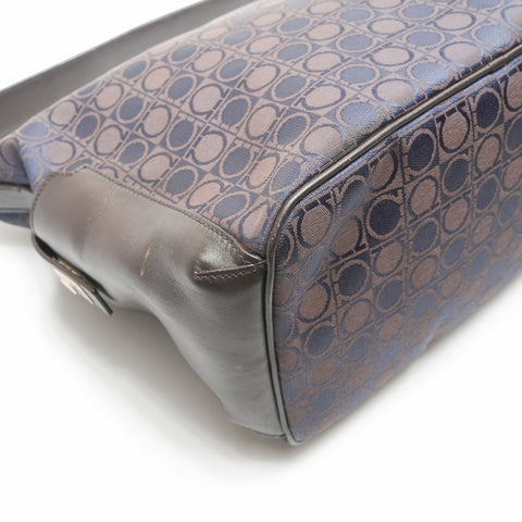 Salvatore Ferragamo Gancini canvas Shoulder Bag Navy WS23563