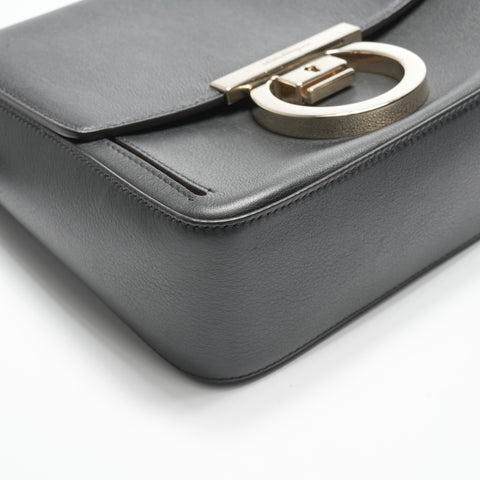 Salvatore Ferragamo Gancini Square Leather Shoulder Bag black WS23565