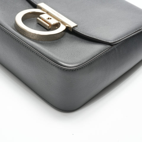 Salvatore Ferragamo Gancini Square Leather Shoulder Bag black WS23565