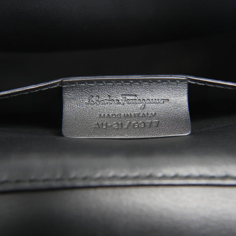 Salvatore Ferragamo Gancini Square Leather Shoulder Bag black WS23565