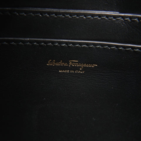 Salvatore Ferragamo Gancini Square Leather Shoulder Bag black WS23565