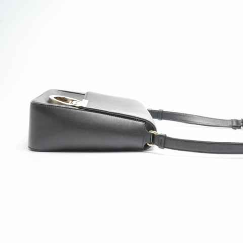 Salvatore Ferragamo Gancini Square Leather Shoulder Bag black WS23565