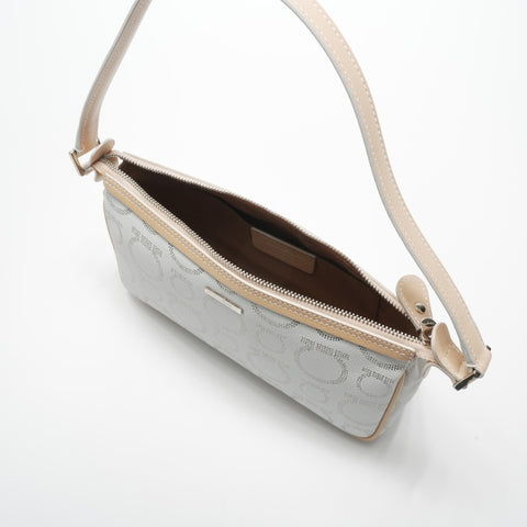 Salvatore Ferragamo Leather PVC Gancini Shoulder Bag white WS23566