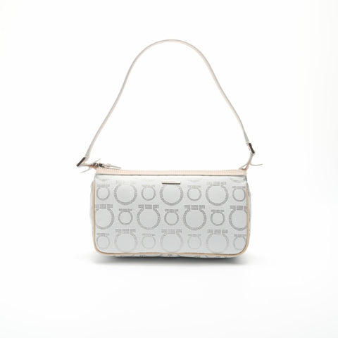 Salvatore Ferragamo Leather PVC Gancini Shoulder Bag white WS23566