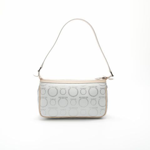 Salvatore Ferragamo Leather PVC Gancini Shoulder Bag white WS23566