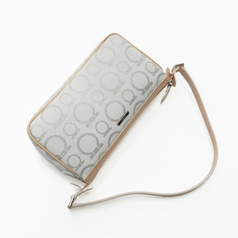 Salvatore Ferragamo Leather PVC Gancini Shoulder Bag white WS23566