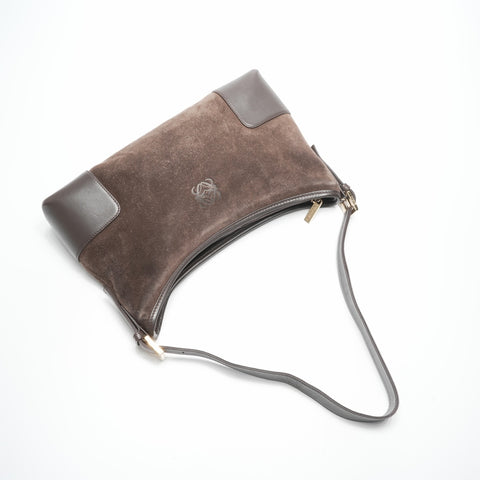 LOEWE Suede Amazona Shoulder Bag Brown WS23567