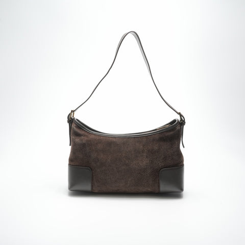 LOEWE Suede Amazona Shoulder Bag Brown WS23567